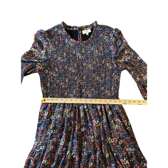 EUC Melloday Long Sleeve Floral Smocked Prairie Midi Dress Size XL GardenParty - Picture 6 of 9
